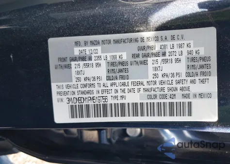 2023 Mazda Cx-30 2.5 S Premium z USA, uszkodzony, nr VIN 3MVDMBDM1PM519756